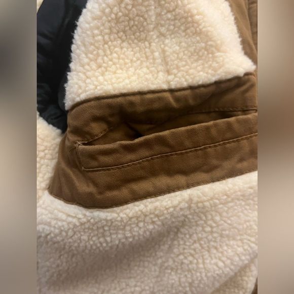NWT Wenven Winter Cotton Thicken Sherpa Lined Hooded Work Jacket in Brown Size M - Picture 10 of 16